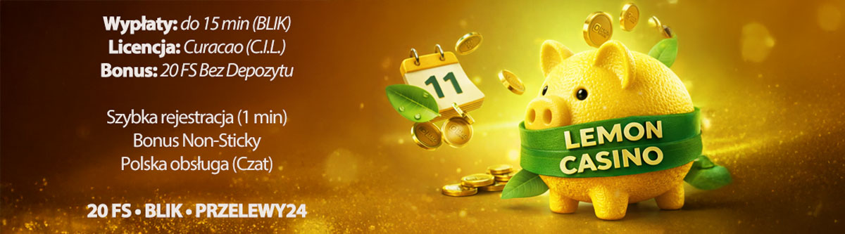 Lemon Casino bonus bez depozytu 20 darmowych spinów 2026